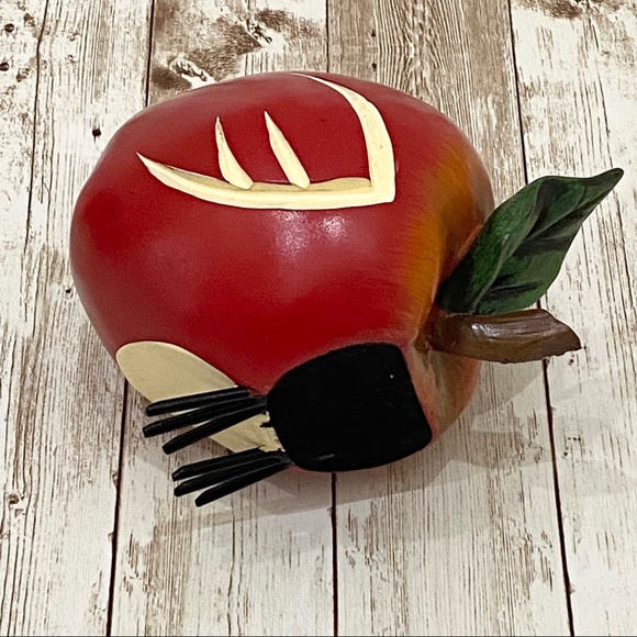 Adorable Red Apple Bird Figurine Decor - Picture 5 of 12